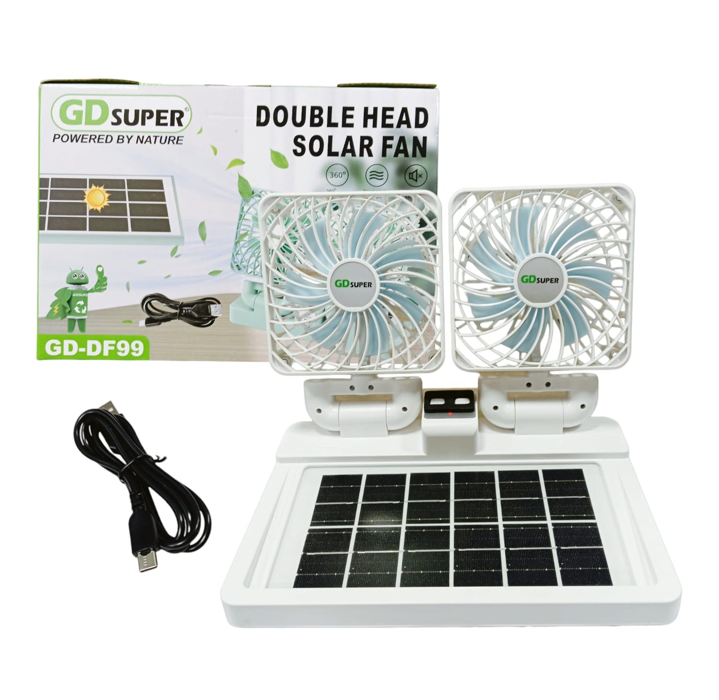 Ventilador Solar Doble Gd-Df99 </br> # ID: 282