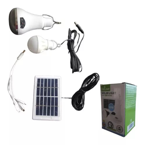 KIT PANEL SOLAR 2 BOMBILLOS RECARGABLE </br> # ID: 248